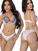 Conjunto de Lingerie Calcinha e Sutiã com detalhes em Renda